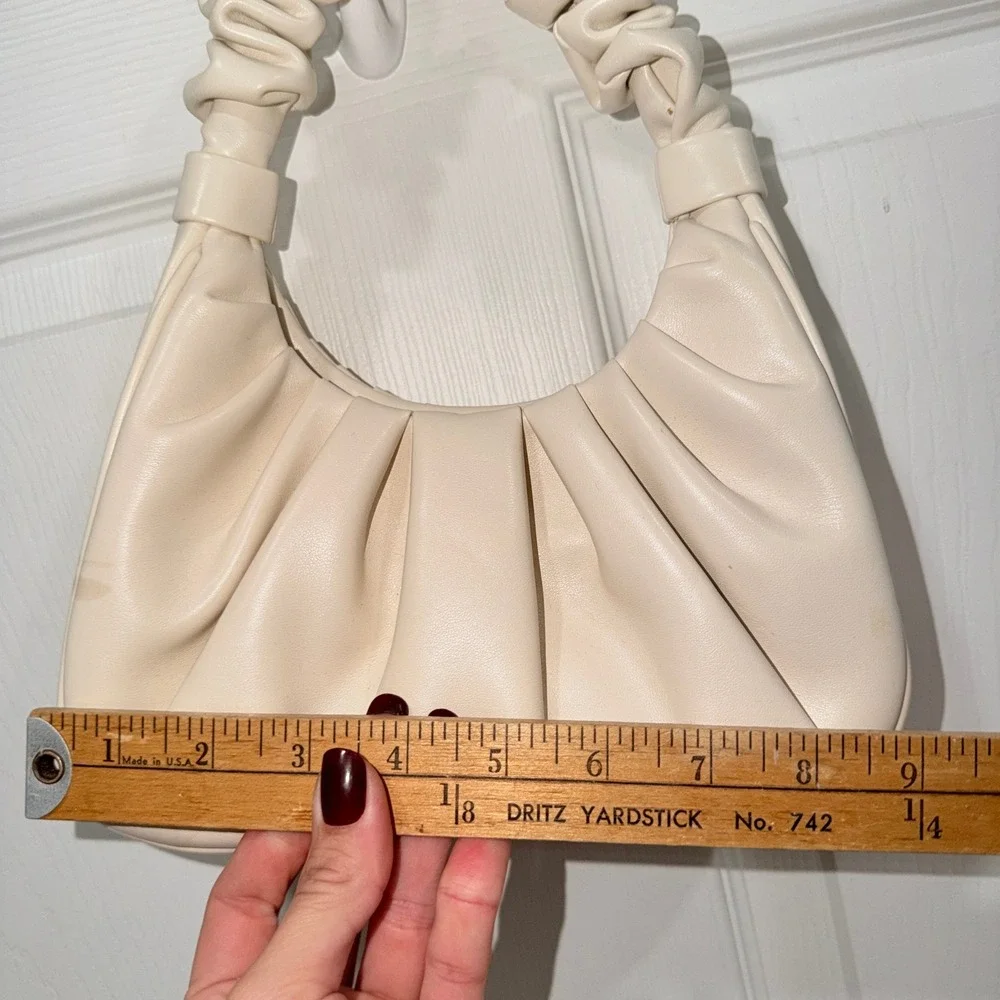 JW Pei Cream Ruched Shoulder‎ Bag Faux Leather Trendy Handbag
